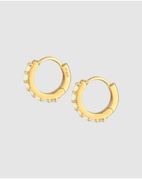 Elli Jewelry - Earrings Creoles Elegant Radiant with Synthetic Opal 925 Sterling Silver Gold Plated
