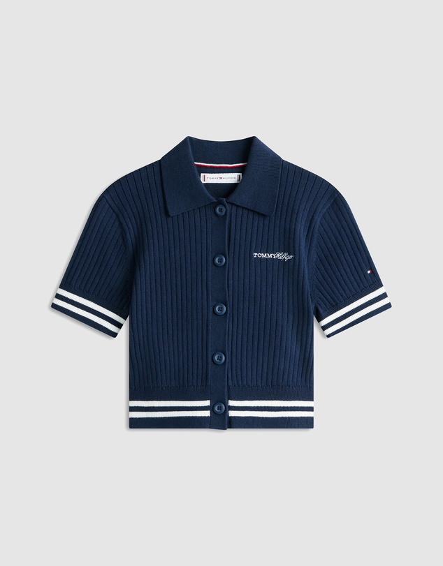 Tommy Hilfiger - Girls Logo Embroidery Short Sleeve Polo Cardigan - Teens