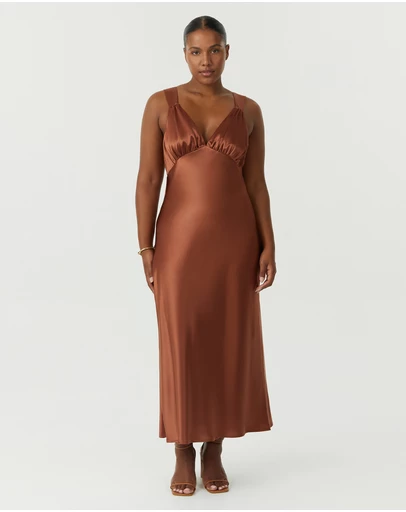Third Form - Satin Gather Bra Bias Slip Dress