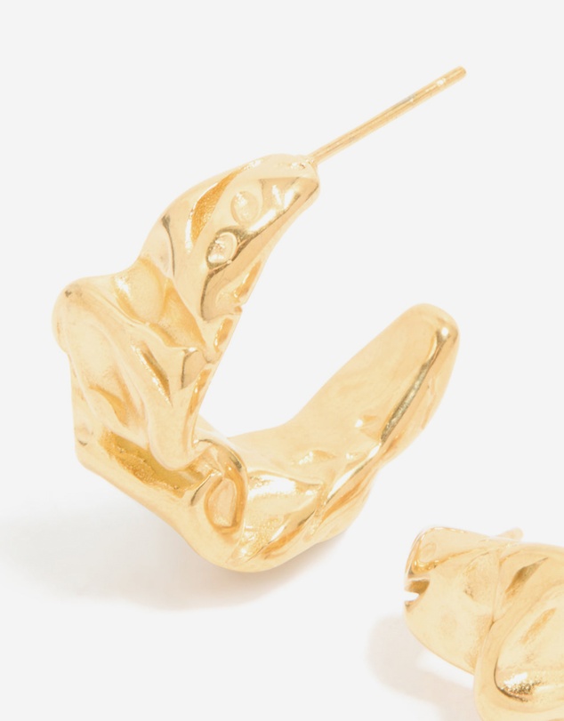 Lovisa - Waterproof Gold Plated Stainless Steel Crater Hoop Earrings