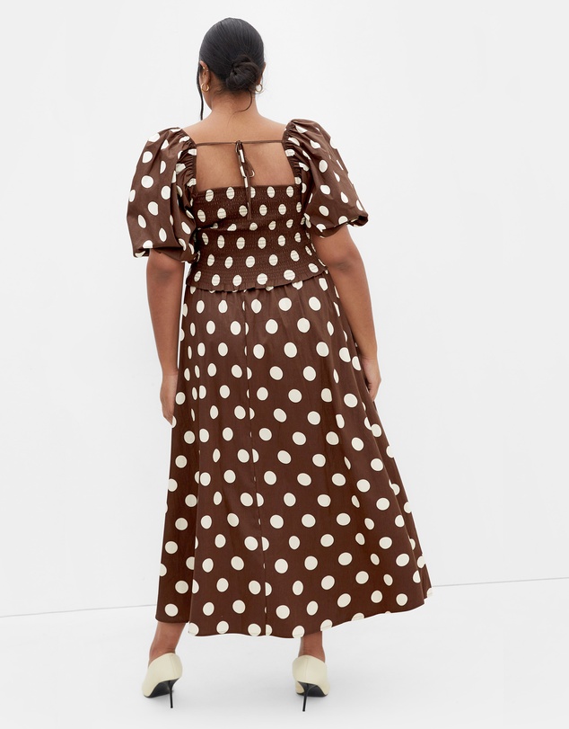 City Chic - Plus size Amari Spot Print Top - chocolate