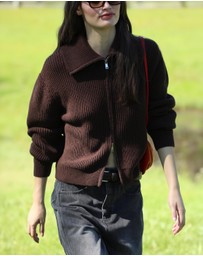 AERE - Clea Organic Cotton Zip Cardigan