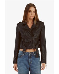 Bardot - Fitted Leather Biker Jacket