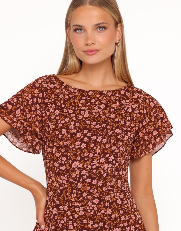 Petal & Pup - Lorrie Maxi Dress - Brown Ditsy Floral