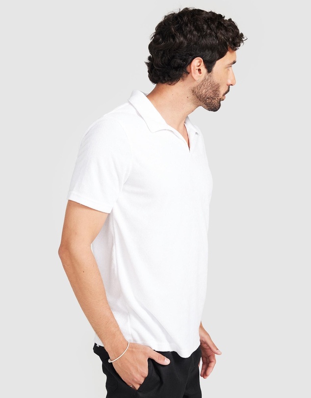 Vacay Swimwear - White Terry Polo