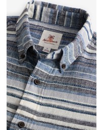 NEXT - Linen Blend Horizontal Stripe Short Sleeve Shirt