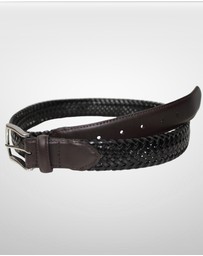 DENTS - Woven Leather Belt with Satin Nickel Buckle