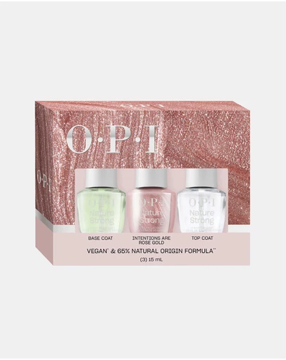 O.P.I - Nature Strong Routine 3PC Gift Set - Base Coat, Intentions are Rose Gold, Top Coat