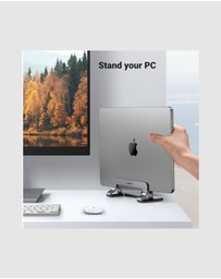Ugreen - UGREEN Vertical Laptop Stand for Desk Adjustable Aluminum Holder for Laptops up to 17.3
