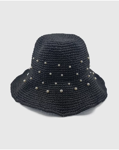 Miz Casa and Co - Monaco Pearl Foldable Raffia Weave Sun Hat