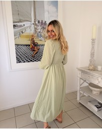 Esther & Co - Iolana Dress - Soft Khaki Long Sleeve
