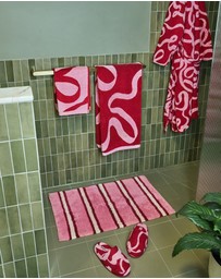 Mosey Me - Raspberry Stripe Bath Mat