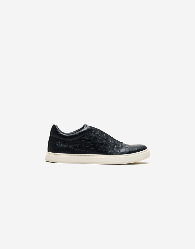 Calibre - Croc Embossed Leather Sneaker Black