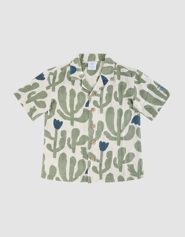 Skwosh - Pablo Prickles Kids Holiday Shirt in Ecru