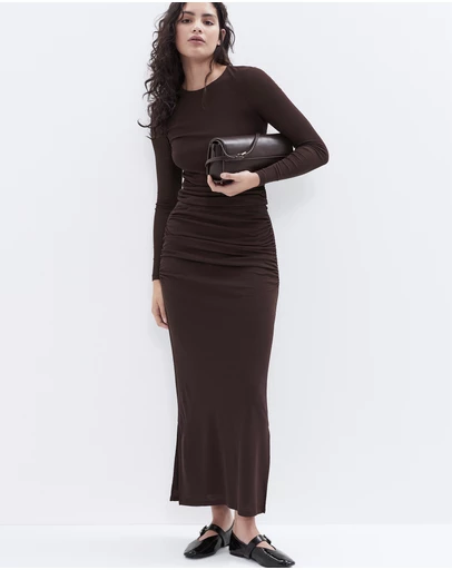 UNISON - Ruched Mesh Maxi Skirt