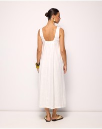 AERE - Ash Square Neck Linen Midi Dress