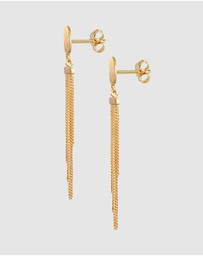 Elli Jewelry - Earrings Ear Hanger Platelet Chain Look Elegant in 925 sterling silver Gold plated