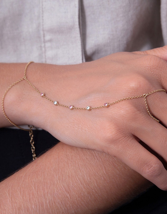 Elli Jewelry - Bracelet Hand Chain Crystals 925 Sterling Silver Gold-plated
