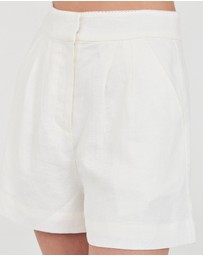 FRIEND of AUDREY - The Linen Blanket-Stitch Shorts