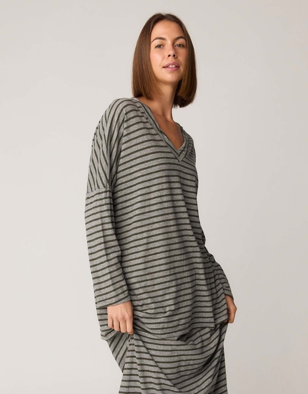 Primness - Stripe Loose V Top