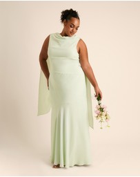 Six Stories - High Cowl Neck Drape Chiffon Bridesmaid Dress