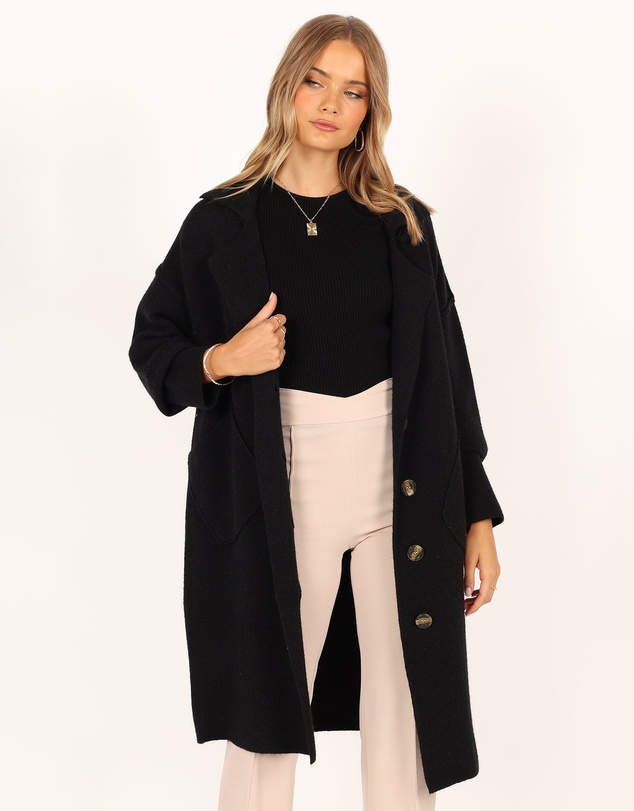 Petal & Pup - Ivy Button Front Coatigan - Black