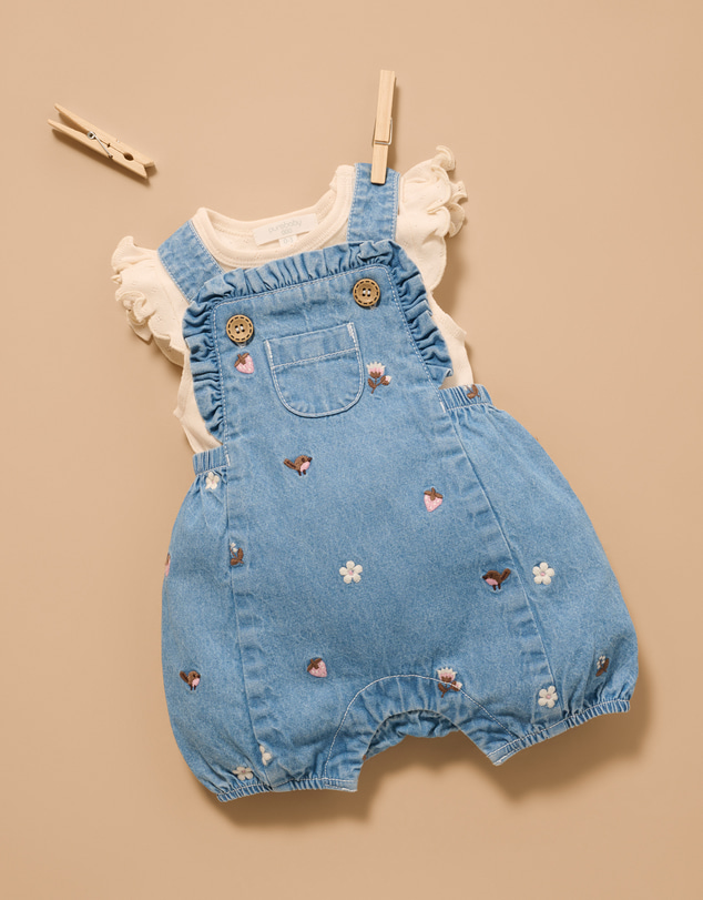 Purebaby - Broderie Overall Set-Kids-Babies