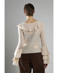 Glamorous - Boatneck bell sleeve ruffle jumper