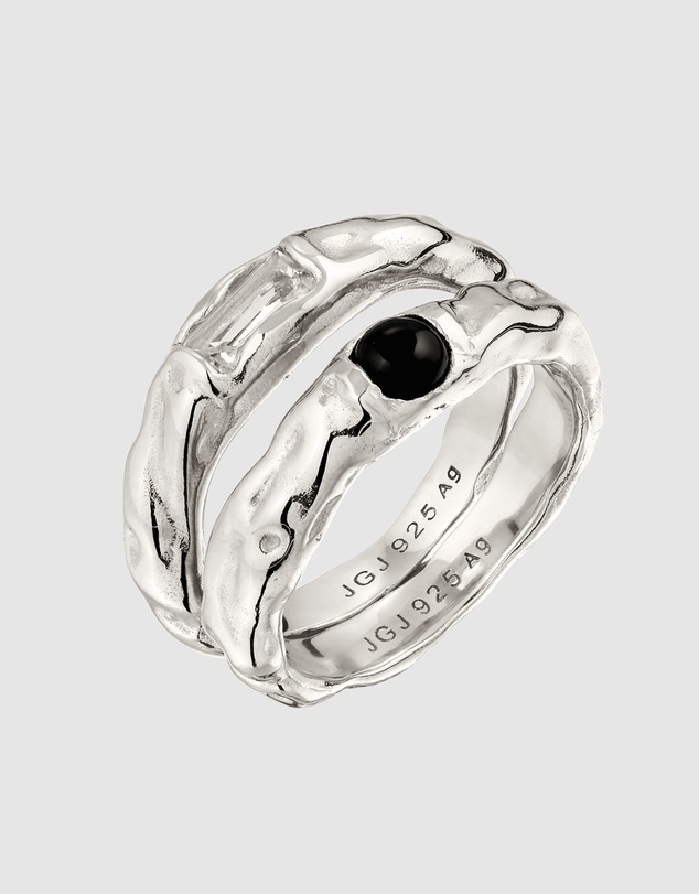 Elli Jewelry - Elli Jewelry Topaz and Onyx Ring Set in 925 Silver