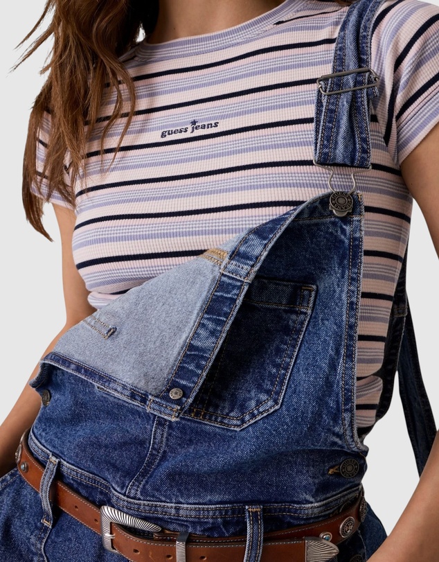 GUESS Jeans - GUESS JEANS Star Embroidered Stripe Slim Top