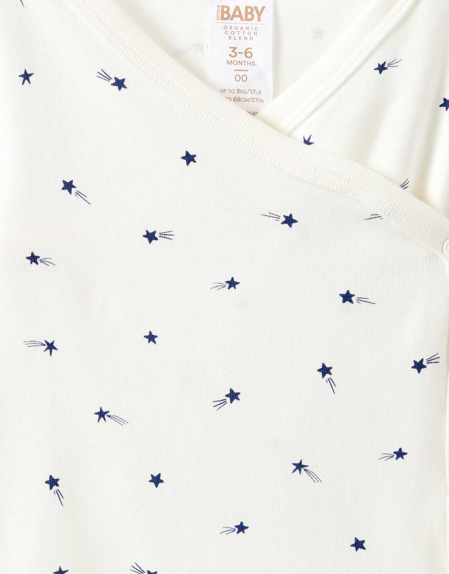 Cotton On Kids - Organic Cross Over Long Sleeve Bubbysuit