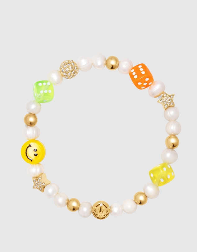 Nialaya Jewellery - Men's Pair of Dice Pearl Bracelet