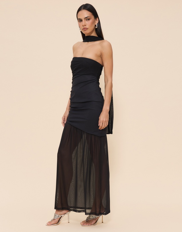 CHANCERY - Bree One Shoulder Self Scarf Maxi Dress