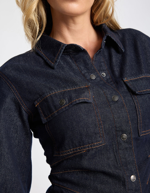 ONE TEASPOON - Josie Fitted Denim Shirt - Raw Indigo