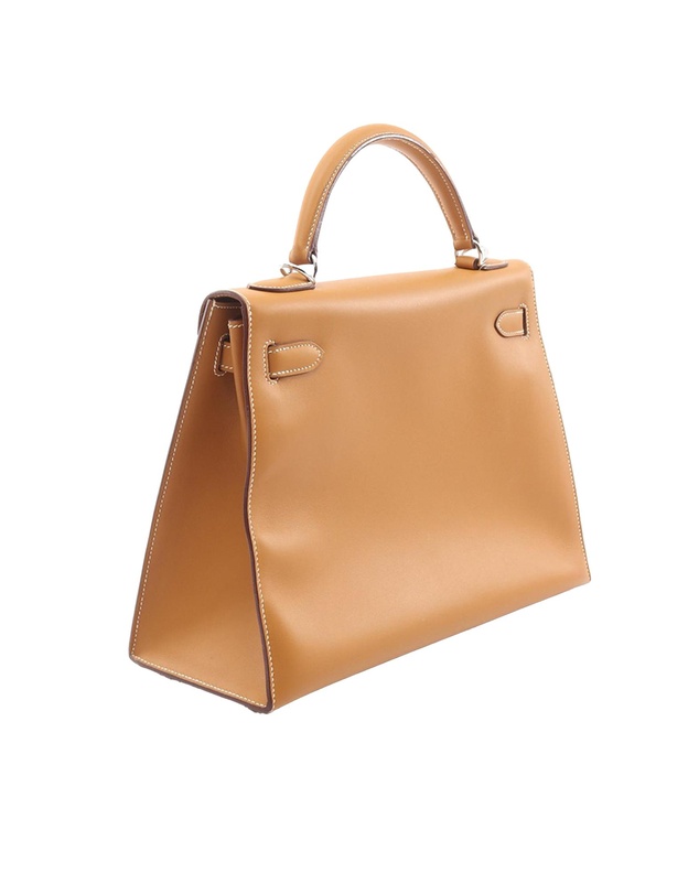 Hermes - Pre-Loved HERMES Kelly 32 Handbag Chamonix leather leather Chamonix leather Brown Natural Used Women