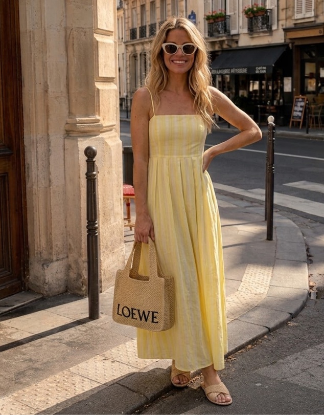 Esther & Co - Rhiannon Dress - Yellow Stripe