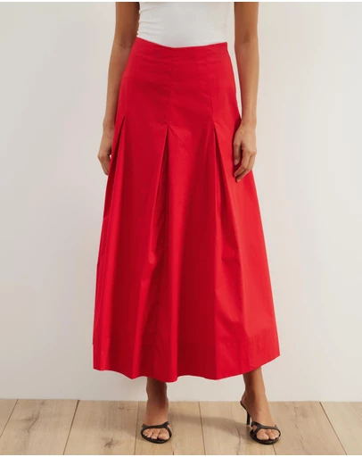 Atmos&Here - Maren Cotton Pleated Maxi Skirt