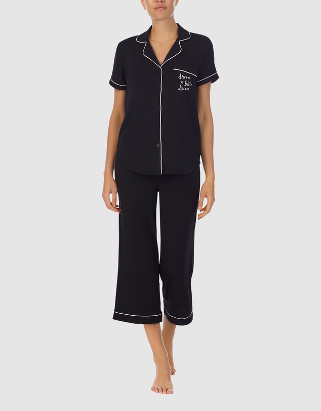 Kate Spade - Modal Jersey Button Up Short Sleeve Long Pyjama Set