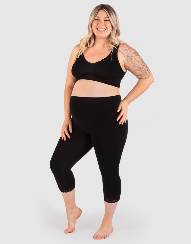 B Free Intimate Apparel - Maternity Anti Chafing High Rise 3/4 Cotton Rich Leggings