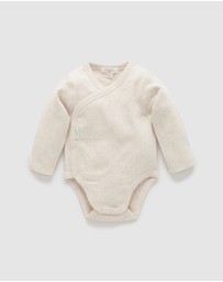 Purebaby - Ess Pointelle LS Wrap Bodysuit-Babies