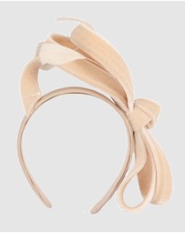 Max Alexander - Large Nude Velvet Bow Racing Fascinator