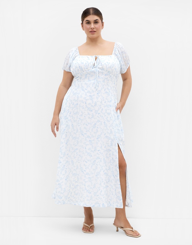 City Chic - Plus size Serina Print Maxi Dress - white