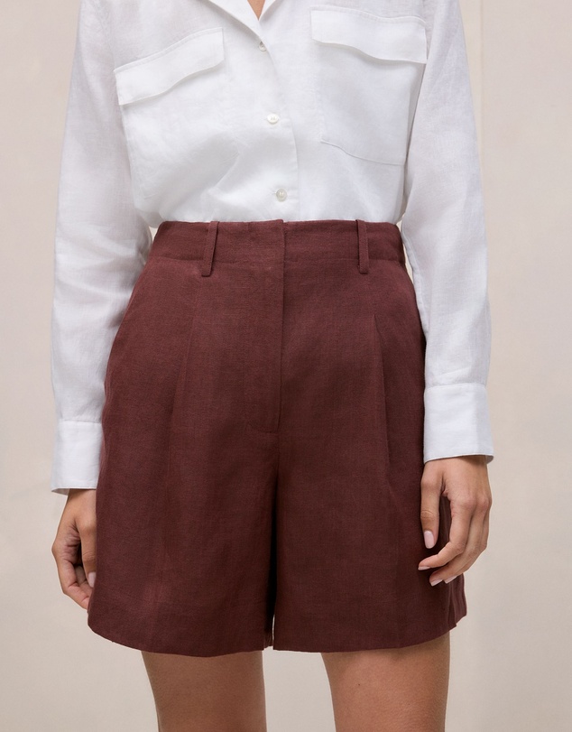 Trenery - Delave Linen Tailored Short in Espresso