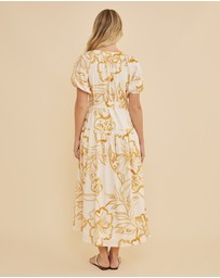 Amelius - Rosemallow Puff Sleeve Midi Dress