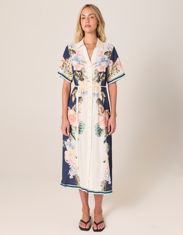 Fate + Becker - Solara Placement Print Shirt Dress
