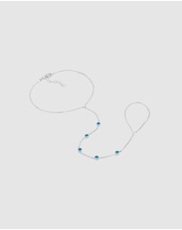 Elli Jewelry - Bracelet Hand Chain Accessory Sparkling with Blue Crystals in 925 Sterling Silver