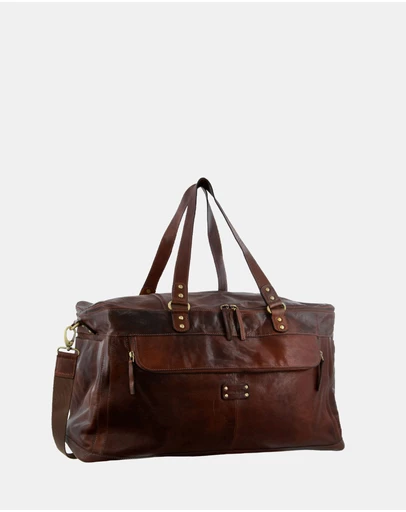 Pierre Cardin - Pierre Cardin Burnished Leather Multi-Compartment Overnight Bag