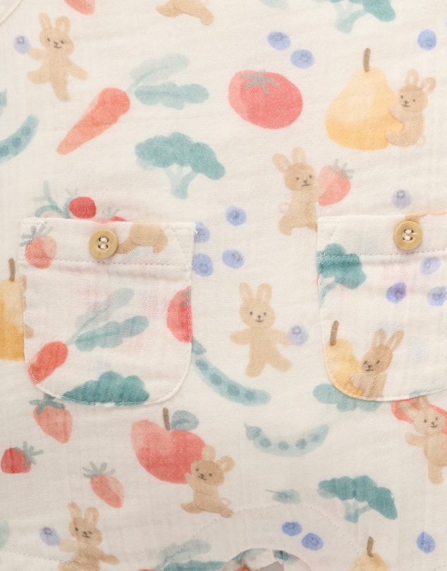 Purebaby - Veggie Garden Print Romper-Kids-Babies