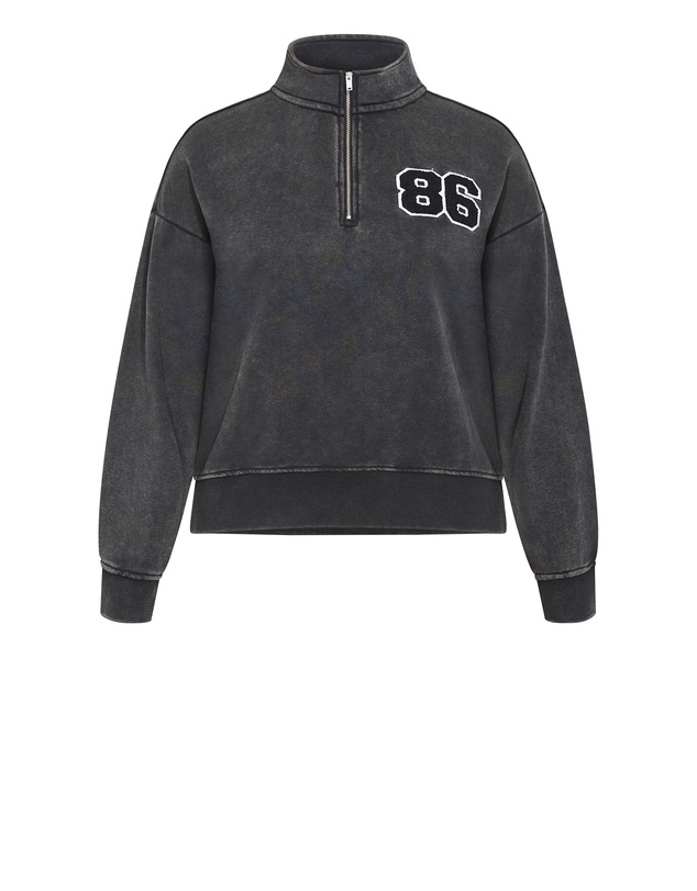 City Chic - Plus size Bliss Half Zip Sweatshirt - charcoal