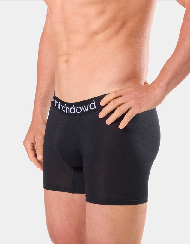 Mitch Dowd - Mens Bamboo Comfort Long Leg Trunk 3 Pack - Black